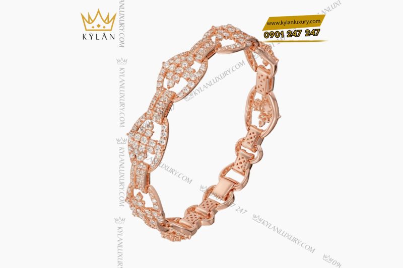 Lắc tay vàng hồng Au750 đính kim cương 