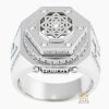 Nhẫn Hublot vàng trắng nguyên khối Au750 đính kim cương