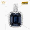 Mặt dây chuyền vàng trắng Au750 đính đá sapphire xanh