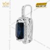 Mặt dây chuyền vàng trắng Au750 đính đá sapphire xanh