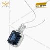 Mặt dây chuyền vàng trắng Au750 đính đá sapphire xanh