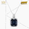 Mặt dây chuyền vàng trắng Au750 đính đá sapphire xanh