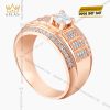 Nhẫn vàng hồng Au750 đính kim cương
