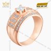 Nhẫn vàng hồng Au750 đính kim cương