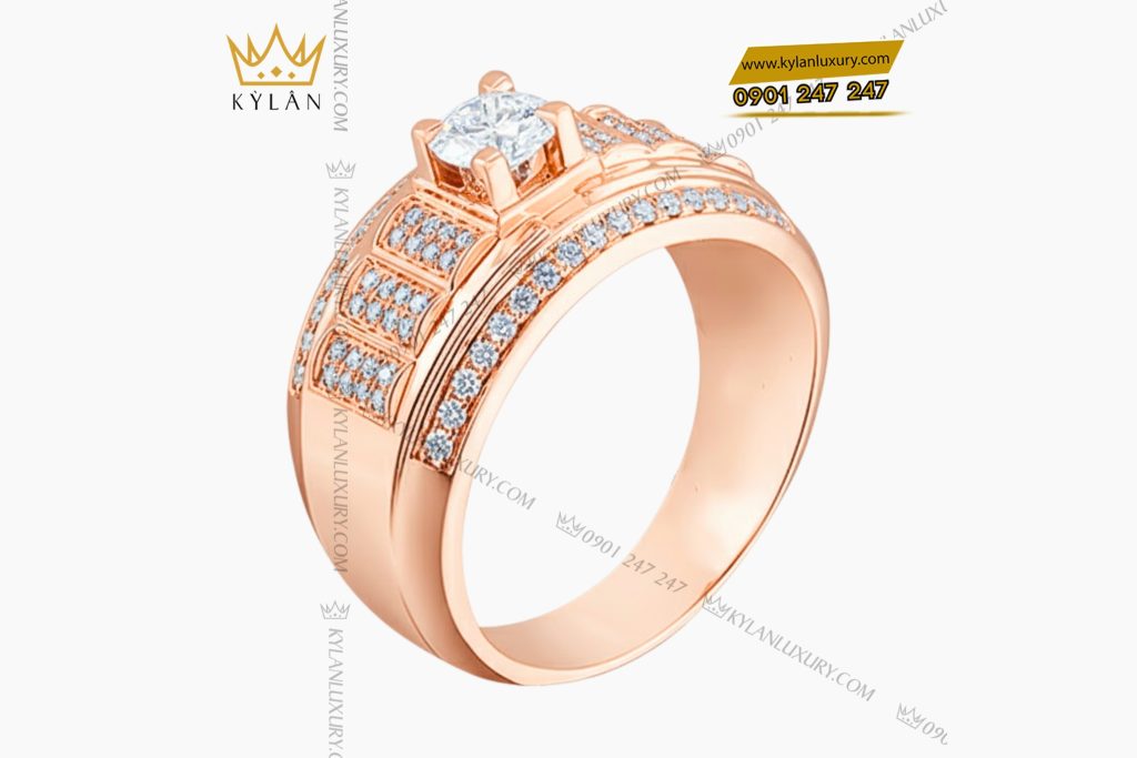 Nhẫn vàng hồng Au750 đính kim cương 9 Kỳ Lân Luxury nhan nam vang hong au750 dinh kim cuong 4 7 Nhẫn vàng hồng Au750 đính kim cương