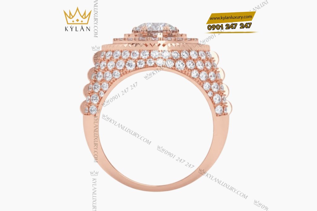 Nhẫn vàng hồng Au750 đính kim cương