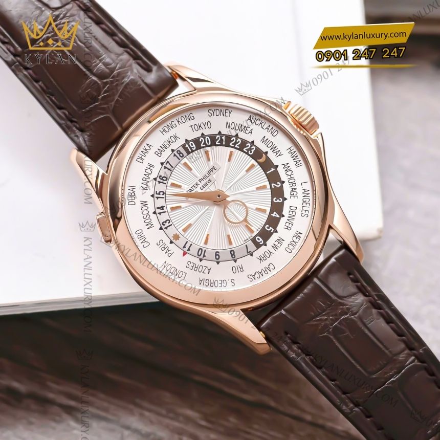 Kỳ Lân Luxury patek philippe 5130r 001 world time vang hong 4 Đồng hồ Patek Philippe World Time vàng hồng 5130R-001