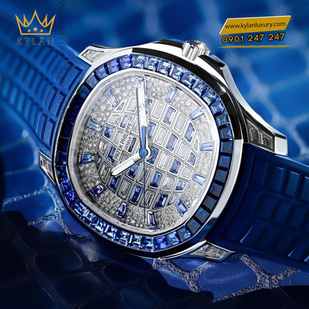 Kỳ Lân Luxury patek philippe aquanaut luce 5268 461g 001 7 Đồng hồ Patek Philippe Aquanaut Luce kim cương đá xanh 5268/461G-001