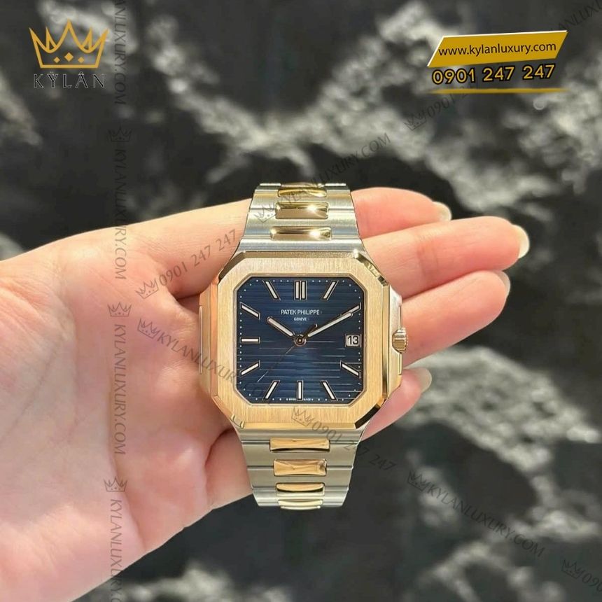 Kỳ Lân Luxury patek philippe cubitus two tone 5821 1ar 001 2 Đồng hồ Patek Philippe Cubitus Two-Tone mặt xanh 5821/1AR-001
