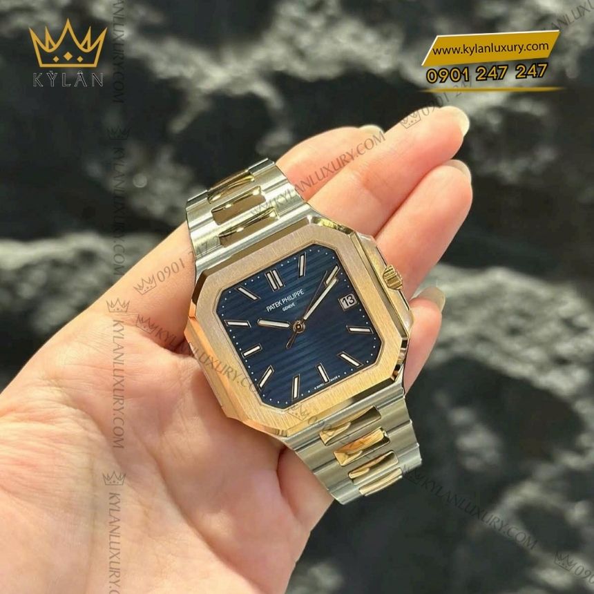 Kỳ Lân Luxury patek philippe cubitus two tone 5821 1ar 001 4 Đồng hồ Patek Philippe Cubitus Two-Tone mặt xanh 5821/1AR-001