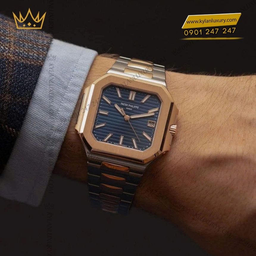 Kỳ Lân Luxury patek philippe cubitus two tone 5821 1ar 001 7 Đồng hồ Patek Philippe Cubitus Two-Tone mặt xanh 5821/1AR-001