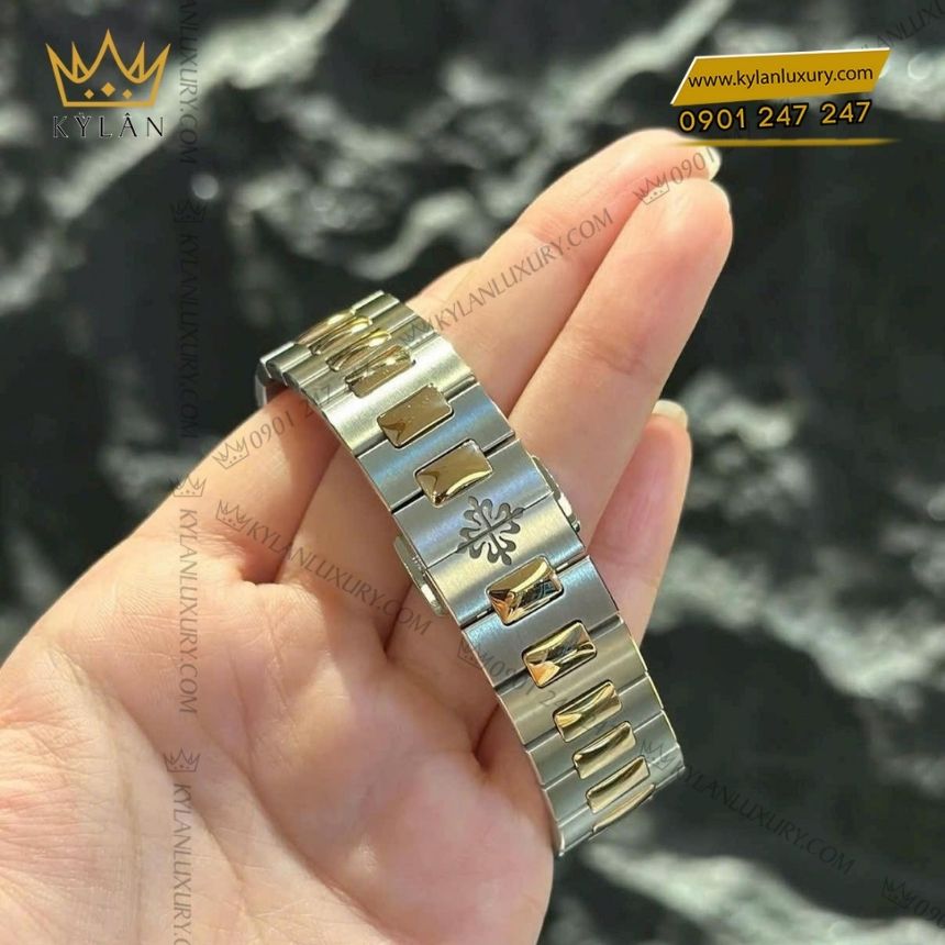 Kỳ Lân Luxury patek philippe cubitus two tone 5821 1ar 001 9 Đồng hồ Patek Philippe Cubitus Two-Tone mặt xanh 5821/1AR-001