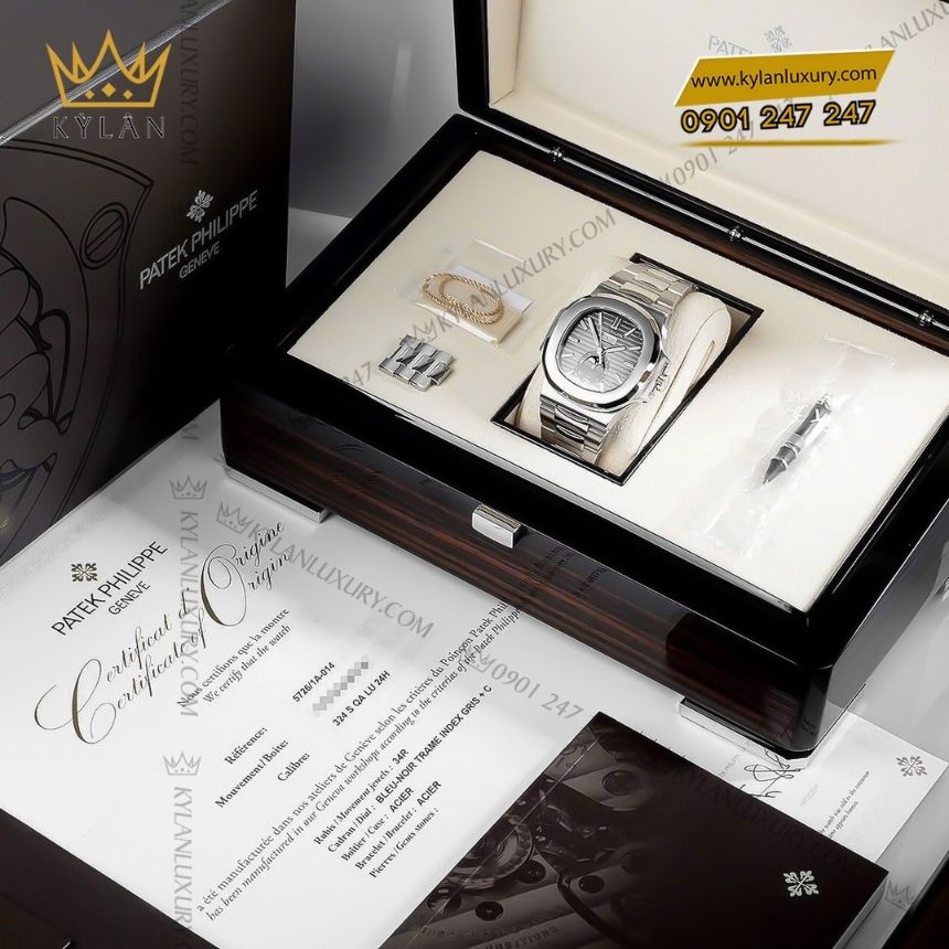 Kỳ Lân Luxury patek philippe nautilus 5726 1a 001 2 Đồng hồ Patek Philippe Nautilus mặt xám đen 5726/1A-001