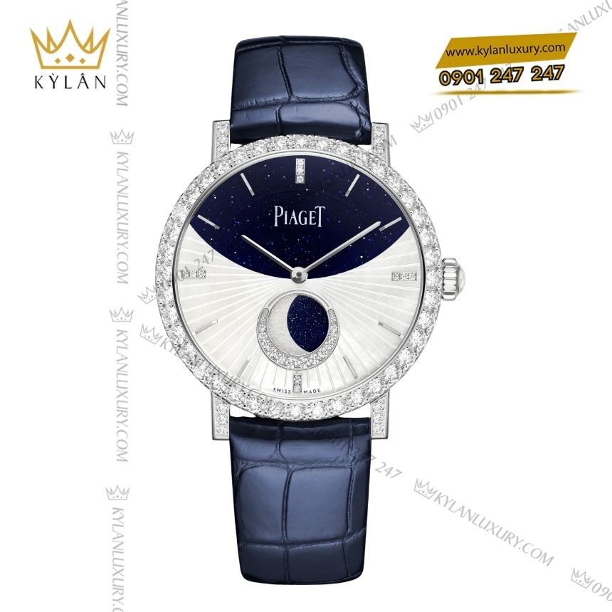 Kỳ Lân Luxury piaget altiplano g0a47105 vang trang moonphase 1 Đồng hồ Piaget Altiplano vàng trắng vành kim cương
