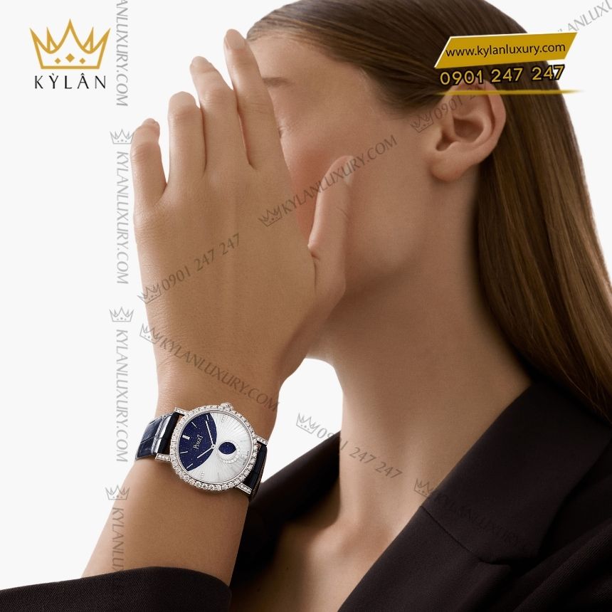 Kỳ Lân Luxury piaget altiplano g0a47105 vang trang moonphase 2 Đồng hồ Piaget Altiplano vàng trắng vành kim cương