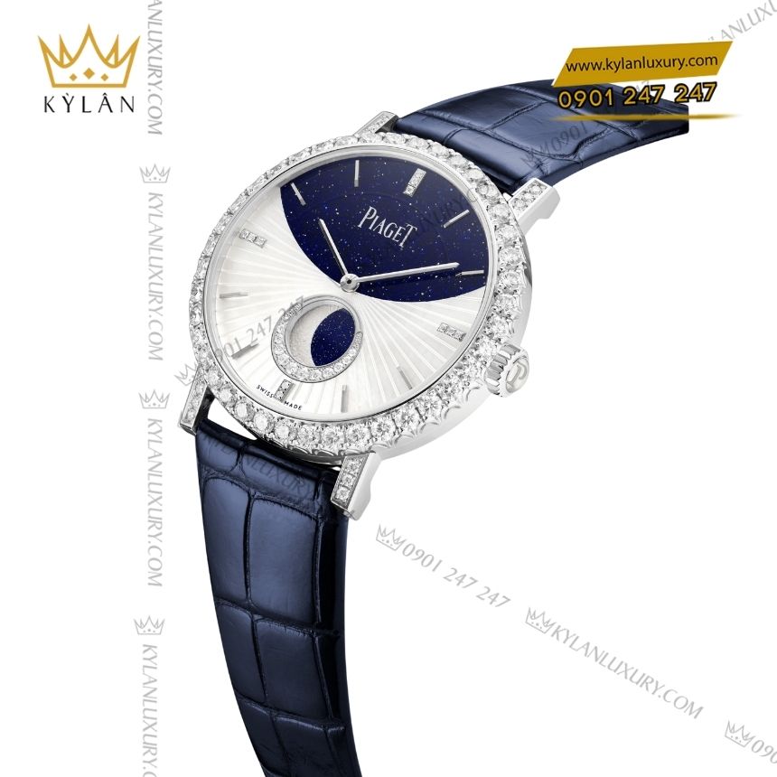 Kỳ Lân Luxury piaget altiplano g0a47105 vang trang moonphase 5 Đồng hồ Piaget Altiplano vàng trắng vành kim cương