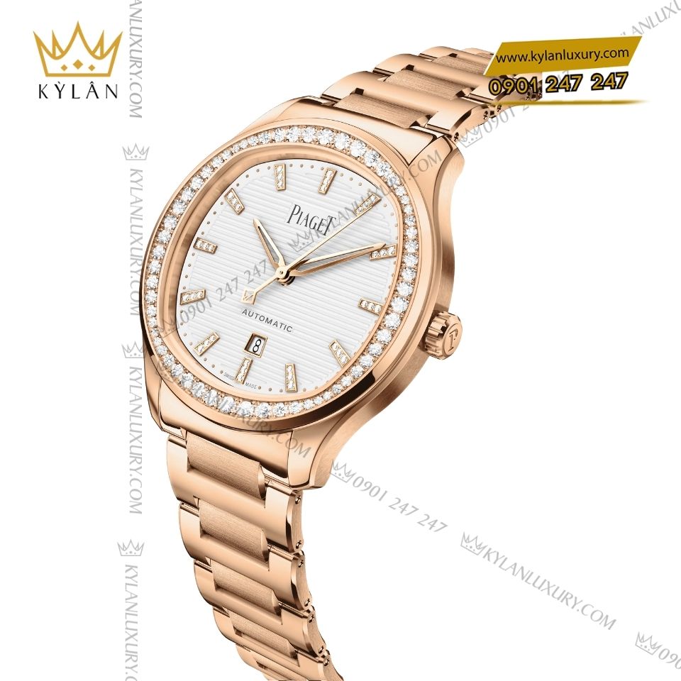 Kỳ Lân Luxury piaget polo date g0a46020 vang hong 7 Đồng hồ Piaget Polo Date 36mm vàng hồng đính kim cương