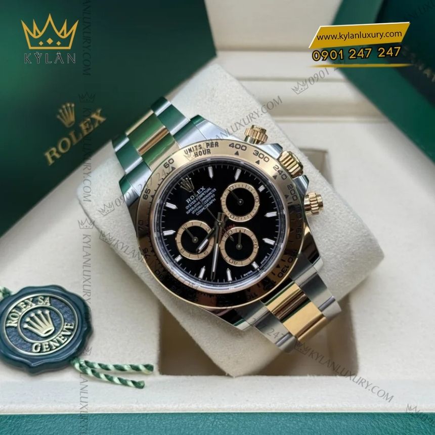 Kỳ Lân Luxury rolex cosmograph daytona 126503 0003 2 1 Đồng hồ Rolex Cosmograph Daytona mặt đen vàng 126503-0003