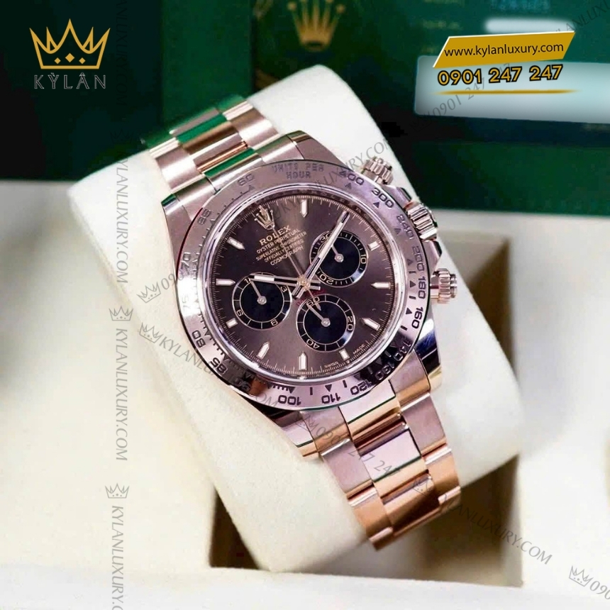Kỳ Lân Luxury rolex cosmograph daytona chocolate 126505 0005 6 Đồng hồ Rolex Cosmograph Daytona mặt chocolate phối đen 126505-0005