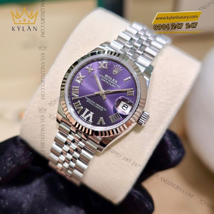 Kỳ Lân Luxury rolex datejust 31 278274 0026 5 Đồng hồ Rolex Datejust 31 tím La Mã kim cương 278274-0026