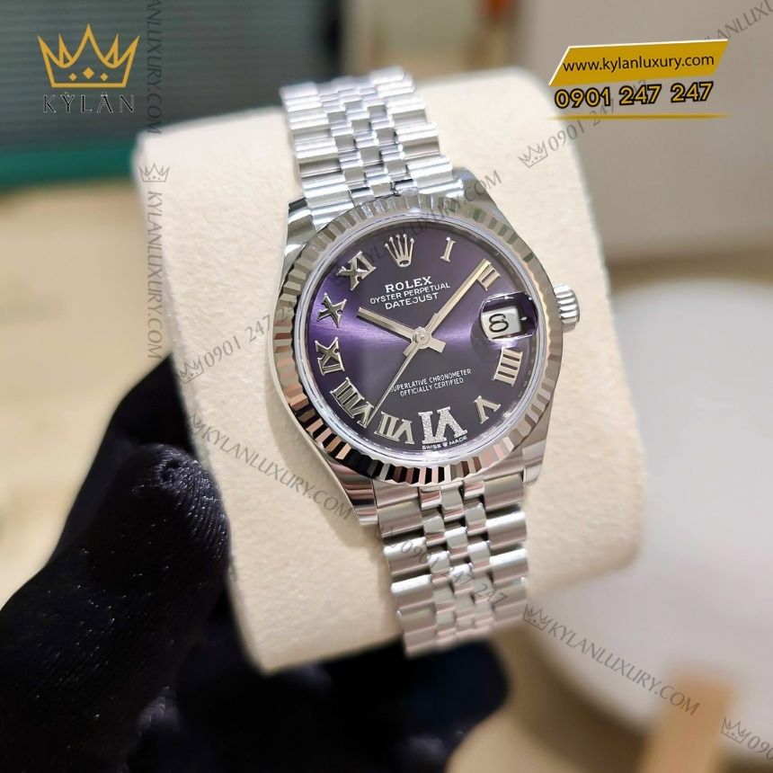 Kỳ Lân Luxury rolex datejust 31 278274 0026 6 Đồng hồ Rolex Datejust 31 tím La Mã kim cương 278274-0026