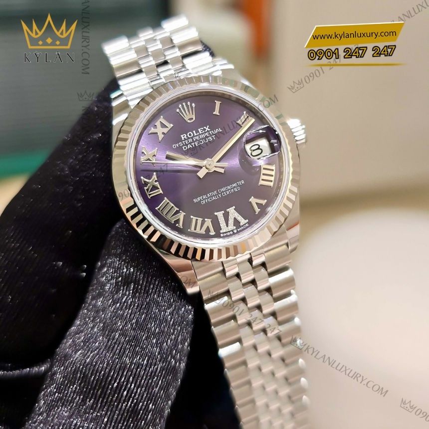 Kỳ Lân Luxury rolex datejust 31 278274 0026 7 Đồng hồ Rolex Datejust 31 tím La Mã kim cương 278274-0026
