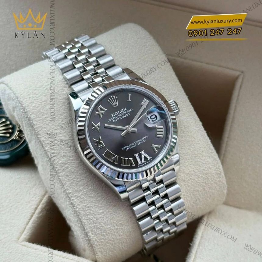 Kỳ Lân Luxury rolex datejust 31 278274 0028 2 Đồng hồ Rolex Datejust 31 xám La Mã kim cương 278274-0028