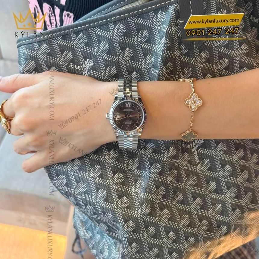 Kỳ Lân Luxury rolex datejust 31 278274 0028 3 Đồng hồ Rolex Datejust 31 xám La Mã kim cương 278274-0028