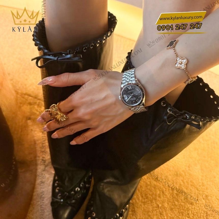 Kỳ Lân Luxury rolex datejust 31 278274 0028 4 Đồng hồ Rolex Datejust 31 xám La Mã kim cương 278274-0028