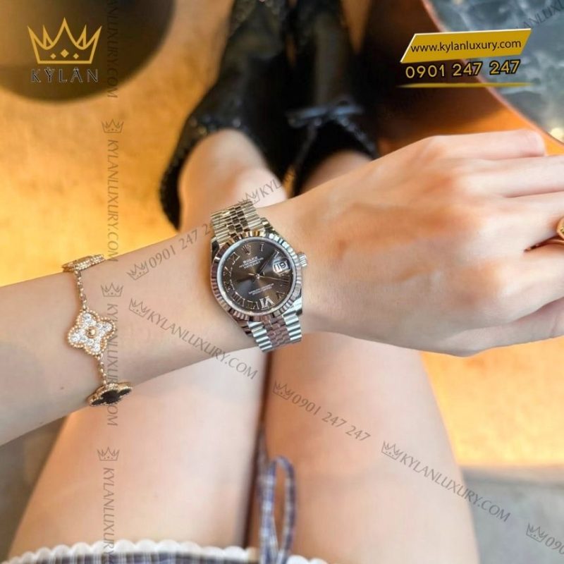 Đồng hồ Rolex Datejust 31 xám La Mã kim cương 278274-0028