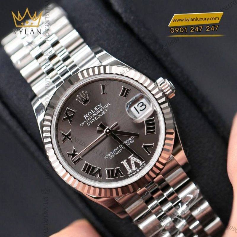 Đồng hồ Rolex Datejust 31 xám La Mã kim cương 278274-0028