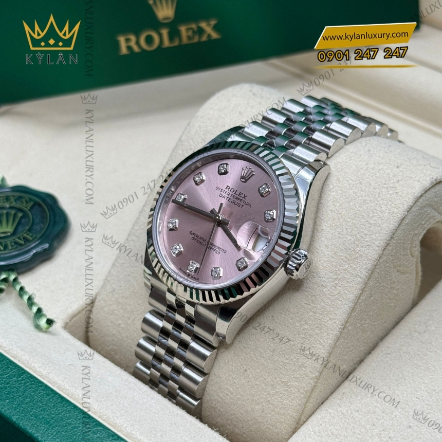 Kỳ Lân Luxury rolex datejust 31 hong kim cuong 278274 0032 bo sung 6 Đồng hồ Rolex Datejust 31 mặt hồng đính kim cương 278274-0032