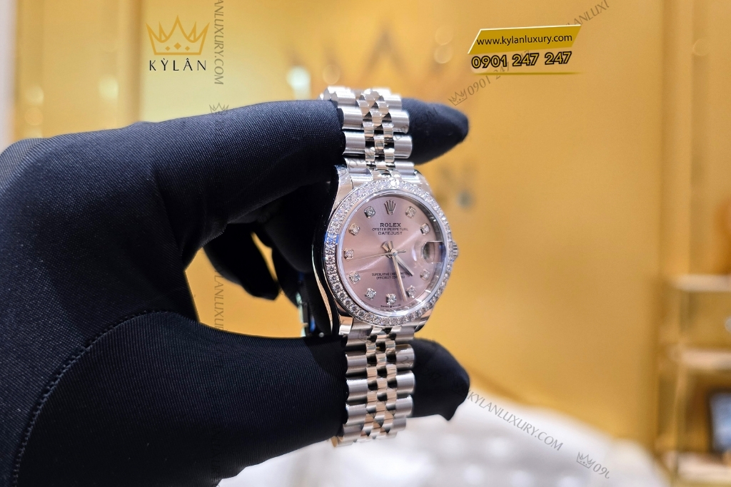 Kỳ Lân Luxury rolex datejust 31 hong kim cuong 278384rbr 0036 12 Đồng hồ Rolex Datejust 31 hồng kim cương 278384RBR-0036