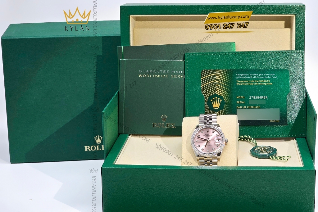 Kỳ Lân Luxury rolex datejust 31 hong kim cuong 278384rbr 0036 8 Đồng hồ Rolex Datejust 31 hồng kim cương 278384RBR-0036
