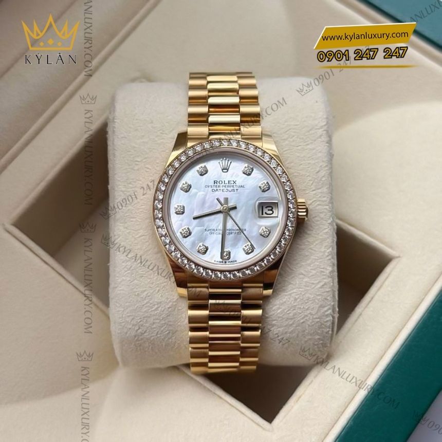Kỳ Lân Luxury rolex datejust 31 m278288rbr 0006 8 Đồng hồ Rolex Datejust 31 vàng vàng xà cừ 278288RBR-0006