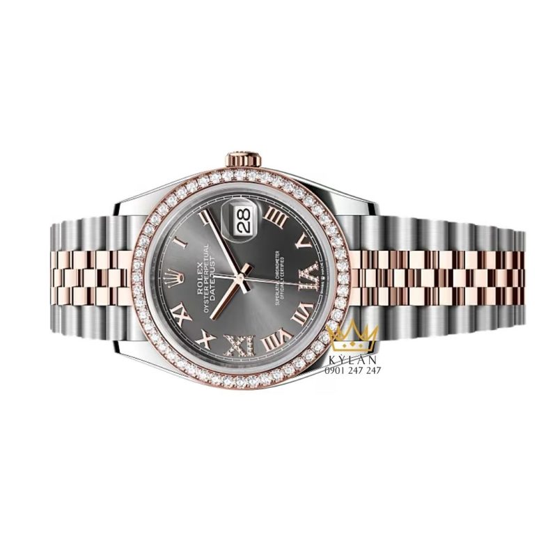 Đồng hồ Rolex Datejust 36 xám La Mã kim cương 126281RBR-0011