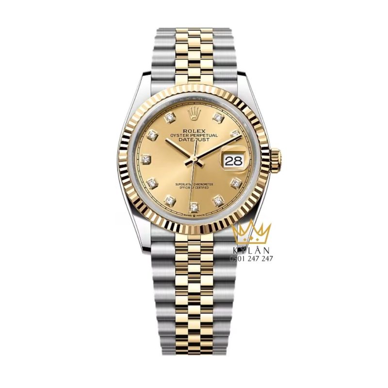 Đồng hồ Rolex Datejust 36 champagne cọc kim cương 126233-0017