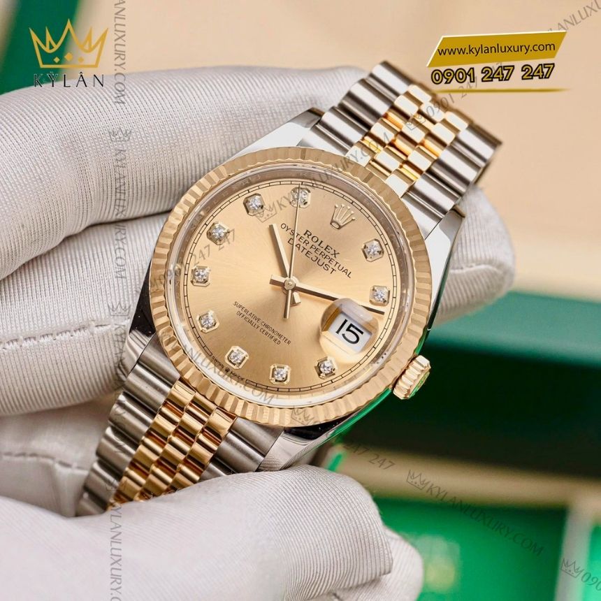 Kỳ Lân Luxury rolex datejust 36 champagne 126233 0017 2 Đồng hồ Rolex Datejust 36 champagne cọc kim cương 126233-0017