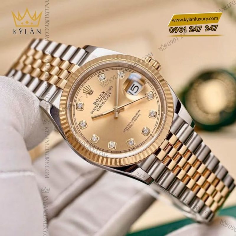 Đồng hồ Rolex Datejust 36 champagne cọc kim cương 126233-0017
