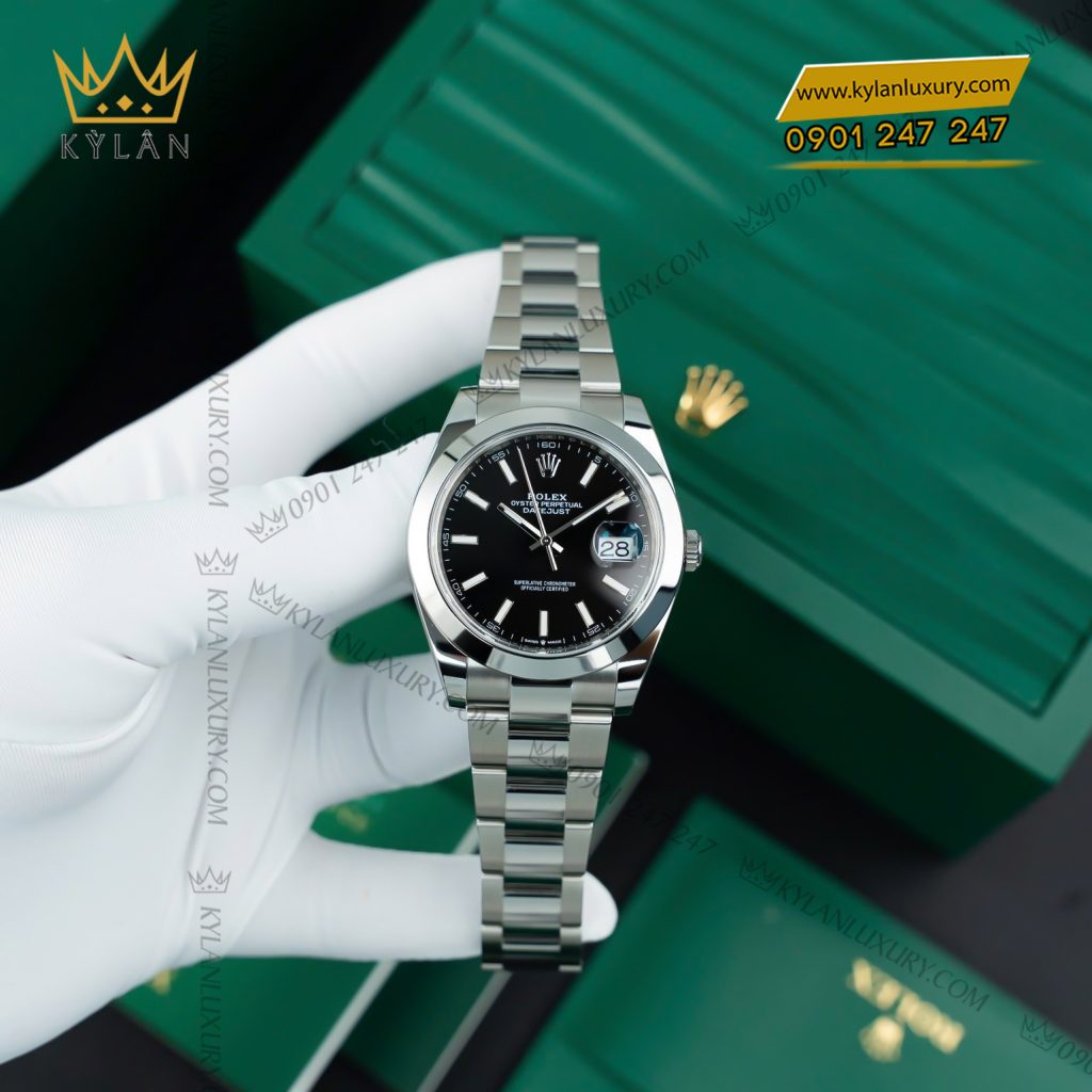 Kỳ Lân Luxury rolex datejust 41 126300 0011 3 Đồng hồ Rolex Datejust 41 mặt số đen 126300-0011