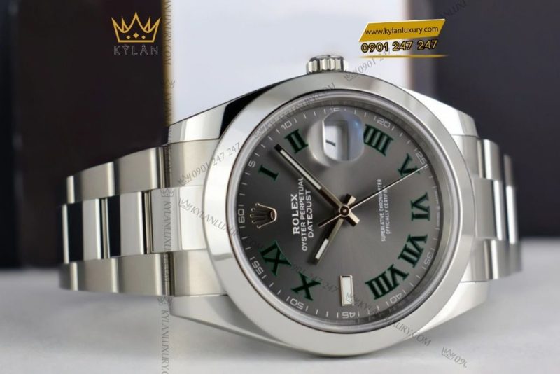 Đồng hồ Rolex Datejust 41 xám La Mã vành trơn 126300-0013