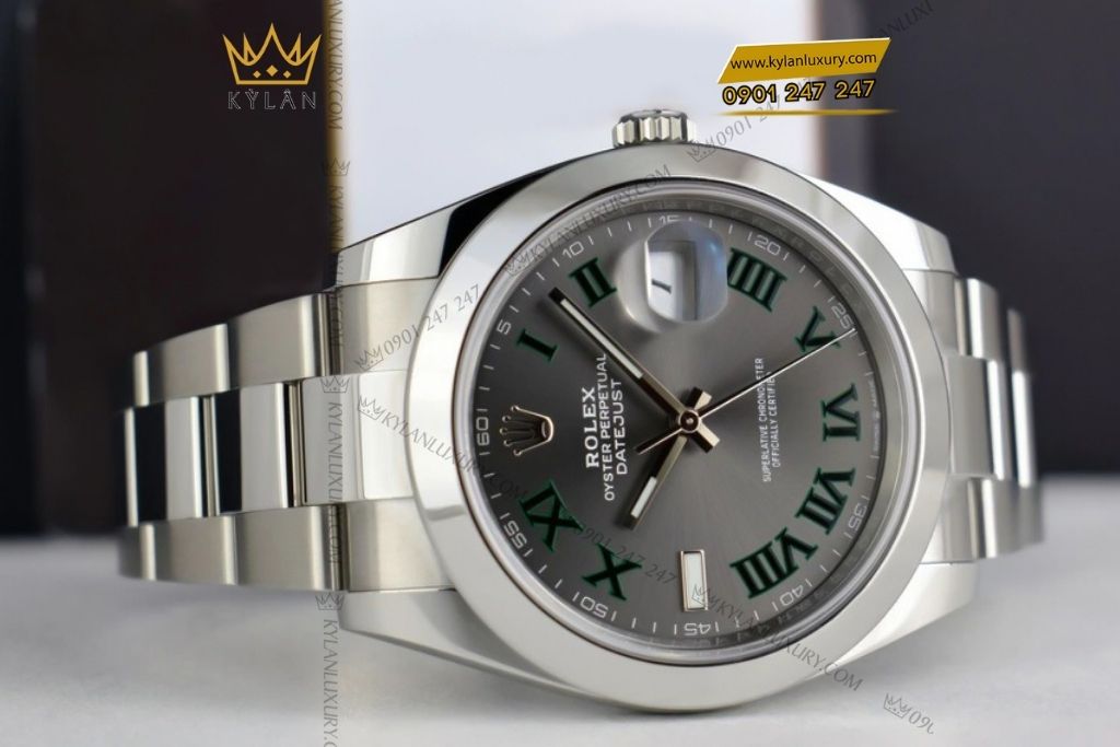 Kỳ Lân Luxury rolex datejust 41 126300 0013 3 Đồng hồ Rolex Datejust 41 xám La Mã vành trơn 126300-0013