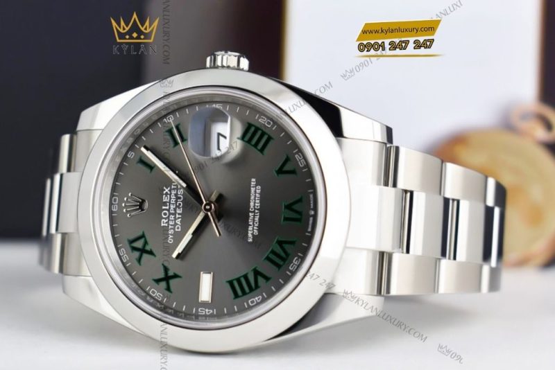 Đồng hồ Rolex Datejust 41 xám La Mã vành trơn 126300-0013