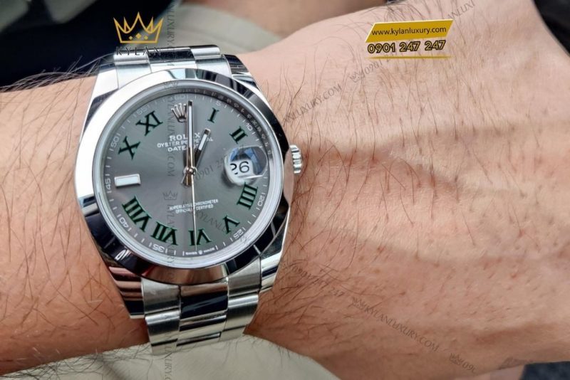 Đồng hồ Rolex Datejust 41 xám La Mã vành trơn 126300-0013