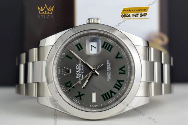 Đồng hồ Rolex Datejust 41 xám La Mã vành trơn 126300-0013