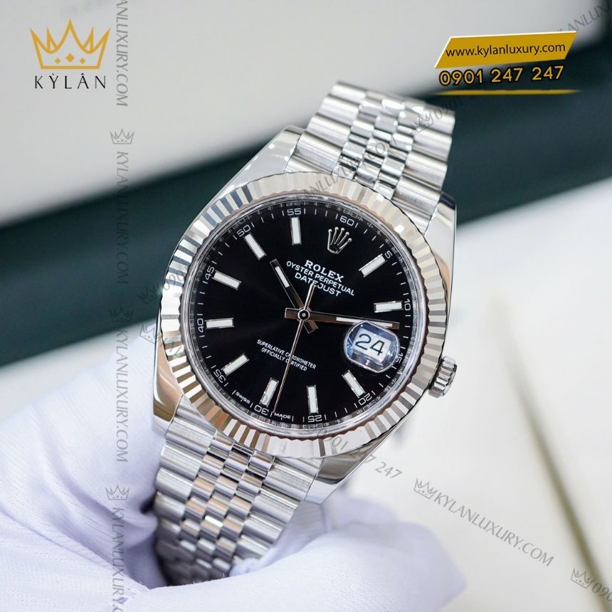 Kỳ Lân Luxury rolex datejust 41 126334 0018 4 Đồng hồ Rolex Datejust 41 mặt số đen 126334-0018