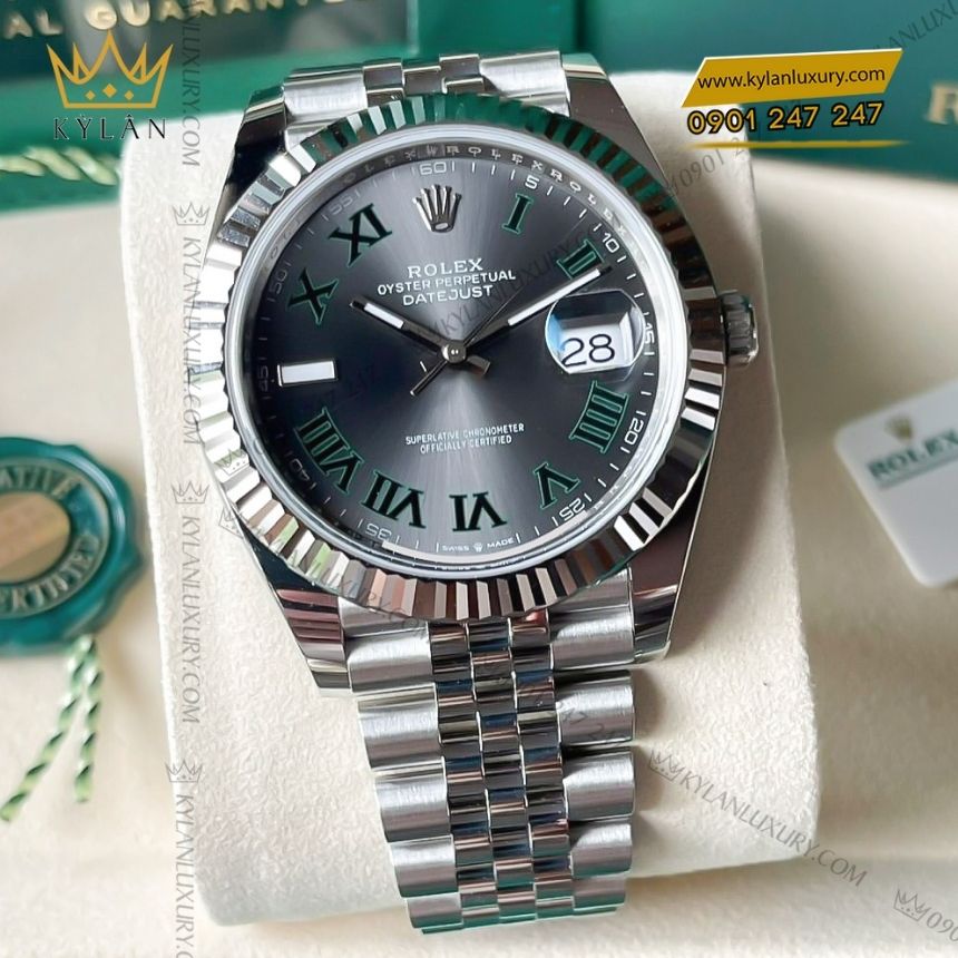 Kỳ Lân Luxury rolex datejust 41 126334 0022 10 Đồng hồ Rolex Datejust 41 xám La Mã 126334-0022