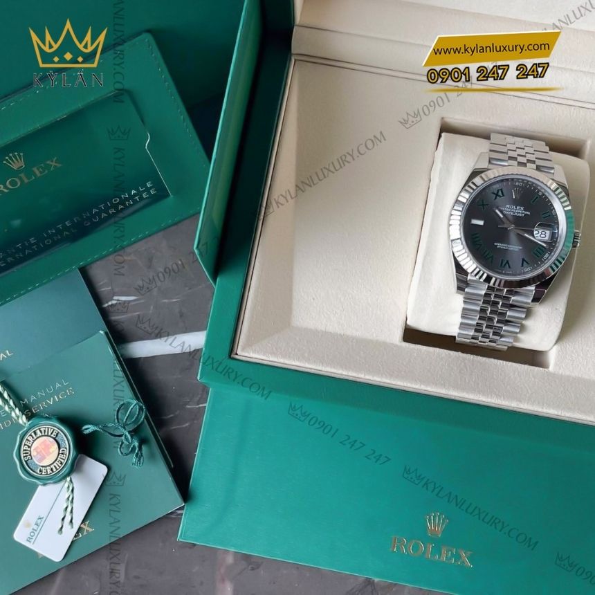 Kỳ Lân Luxury rolex datejust 41 126334 0022 11 Đồng hồ Rolex Datejust 41 xám La Mã 126334-0022