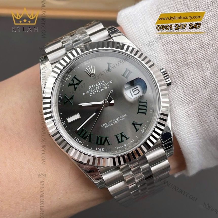 Kỳ Lân Luxury rolex datejust 41 126334 0022 3 Đồng hồ Rolex Datejust 41 xám La Mã 126334-0022