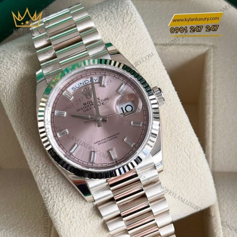 Đồng hồ Rolex Day Date 36 hồng cọc kim cương 128239-0071